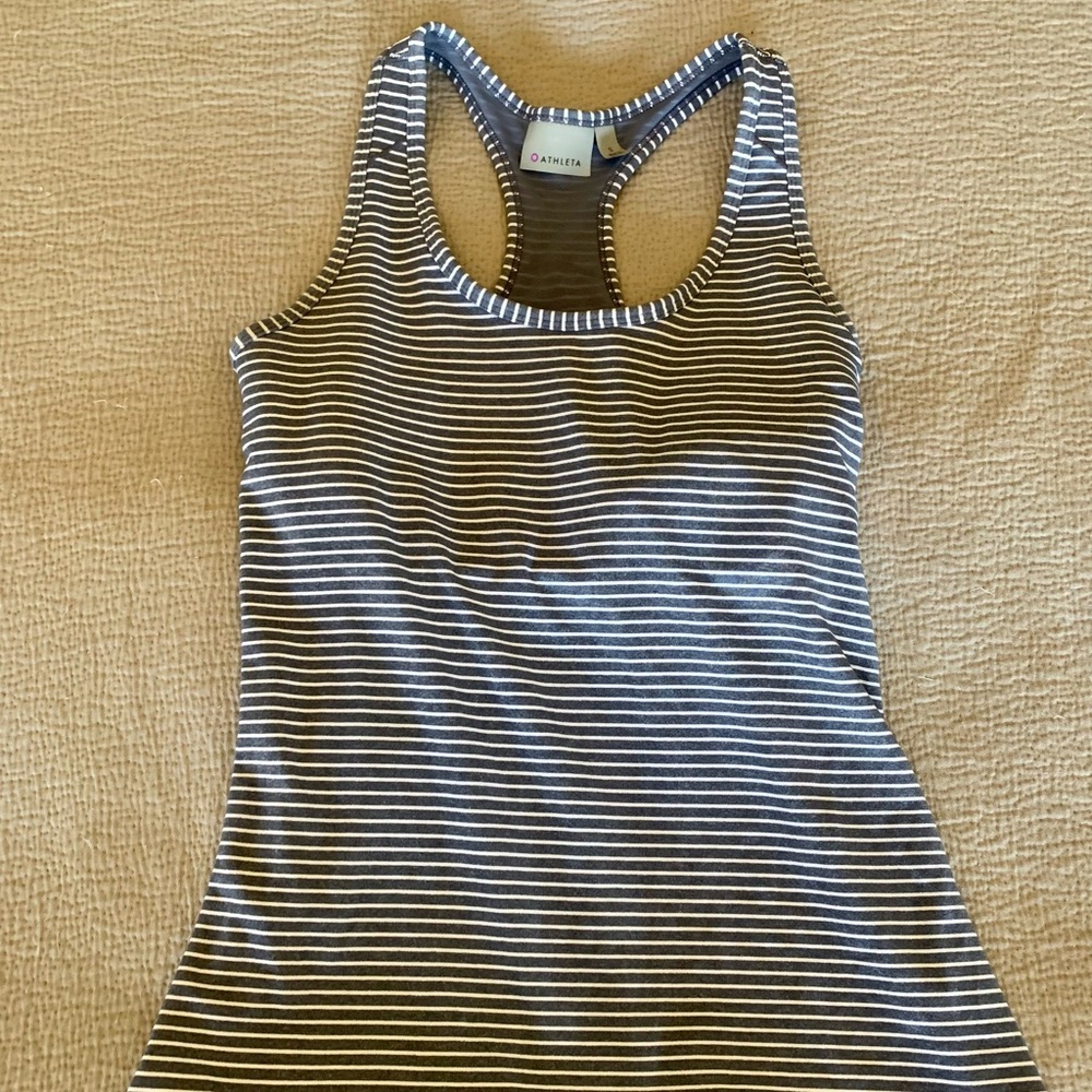 Athleta Striped Gray White Workout Tank Size Small